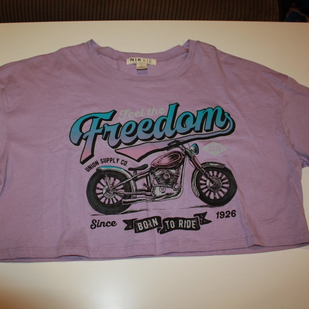 Purple crop print tee shirt